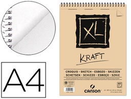 [C400039141] BLOC DIBUJO ESBOZO CANSON XL KRAFT DIN A4 KRAFT RAYADO BEIGE ESPIRAL 21X29,7 CM 60 HOJAS 90 GR/M2