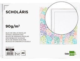 [DE02] BLOC DIBUJO LIDERPAPEL ESCOLAR ESPIRAL 230X325MM 20 HOJAS 90 GR/M2 CON RECUADRO