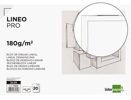 [DL09] BLOC DIBUJO LIDERPAPEL LINEAL ENCOLADO 230X325MM 20 HOJAS 180 GR/M2 CON RECUADRO