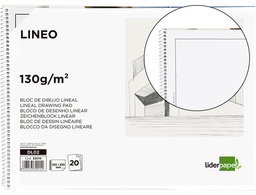 [DL02] BLOC DIBUJO LIDERPAPEL LINEAL ARQUITECTURA 230X325 MM 20 HOJAS 130G/M2 CON RECUADRO PERFORADO
