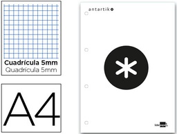 [BR14] BLOC ENCOLADO LIDERPAPEL ANTARTIK CUADRO 5 MM A4 NATURAL 80 H 100 GR COLOR BLANCO