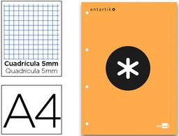 [BR19] BLOC ENCOLADO LIDERPAPEL ANTARTIK CUADRO 5 MM A4 NATURAL 80 H 100 GR COLOR NARANJA