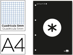 [BR15] BLOC ENCOLADO LIDERPAPEL ANTARTIK CUADRO 5 MM A4 NATURAL 80 H 100 GR COLOR NEGRO