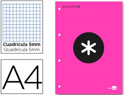[BR13] BLOC ENCOLADO LIDERPAPEL ANTARTIK CUADRO 5 MM A4 NATURAL 80 H 100 GR COLOR ROSA