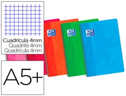 [100430166] BLOC ESPIRAL OXFORD CARTONCILLO CUARTO 80 HOJAS CUADROS 4 MM