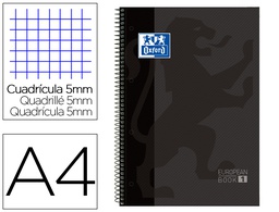 [100430269] BLOC ESPIRAL OXFORD EUROPEAN BOOK TAPA EXTRADURA DIN A4 80 HOJAS CUADRICULA 5 MM COLOR GRIS