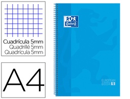 [400028276] BLOC ESPIRAL OXFORD EUROPEAN BOOK TAPA EXTRADURA DIN A4 80 HOJAS CUADRICULA 5 MM COLOR TURQUESA
