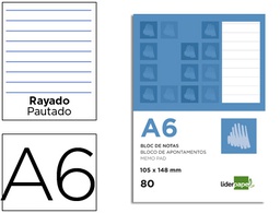 [BN12] BLOC NOTAS LIDERPAPEL HORIZONTAL A6 80 HOJAS 60G/M2 PERFORADO