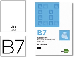 [BN08] BLOC NOTAS LIDERPAPEL LISO B7 80 HOJAS 60G/M2 PERFORADO