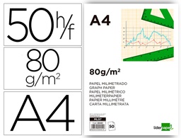 [ML97] BLOC PAPEL MILIMETRADO LIDERPAPEL ENCOLADO 210X297 MM 50 HOJAS 80G/M2