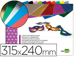 [TM10] BLOC TRABAJOS MANUALES LIDERPAPEL CARTULINA METALIZADA 240X315MM 10 HOJAS COLORES SURTIDOS