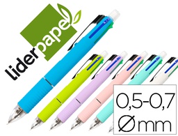 [BW01] BOLIGRAFO LIDERPAPEL 5 EN 1 AZUL NEGRO ROJO VERDE 0,7M Y PORTAMINAS 0,5MM