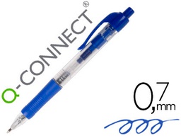 [KF00268] BOLIGRAFO Q-CONNECT RETRACTIL CON SUJECION DE CAUCHO TINTA ACEITE 0,7 MM COLOR AZUL