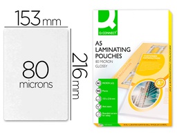 [KF04106] BOLSA DE PLASTIFICAR Q-CONNECT 153 X 216 MM 80MC DIN A5 CAJA DE 100 UNIDADES