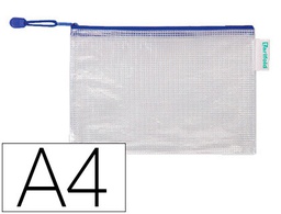 [509001] BOLSA MULTIUSOS TARIFOLD PVC DIN A4 APERTURA SUPERIOR CON CREMALLERA PORTABOLIGRAFO Y CORREA AZUL