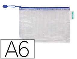 [509061] BOLSA MULTIUSOS TARIFOLD PVC DIN A6 APERTURA SUPERIOR CON CREMALLERA PORTABOLIGRAFO Y CORREA AZUL