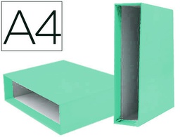 [CZ33] CAJA ARCHIVADOR LIDERPAPEL DE PALANCA CARTON DIN A4 DOCUMENTA LOMO 75 MM VERDE CLARO