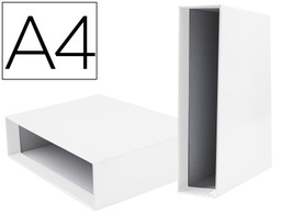 [CZ29] CAJA ARCHIVADOR LIDERPAPEL DE PALANCA CARTON DIN A4 DOCUMENTA LOMO 75MM COLOR BLANCA