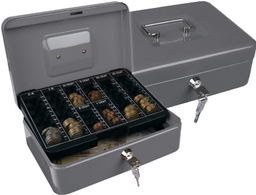 [KF03324] CAJA CAUDALES Q-CONNECT 10\&quot; 250X180X90 MM PLATA CON PORTAMONEDAS