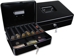 [KF04279] CAJA CAUDALES Q-CONNECT 12\&quot; 300X240X90 MM NEGRA CON PORTAMONEDAS