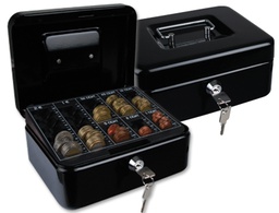 [KF04277] CAJA CAUDALES Q-CONNECT 8\&quot; 200X160X90 MM NEGRA CON PORTAMONEDAS