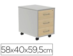 [4003AN01V24] CAJONERA ROCADA CON TRES CAJONES SERIE STORE 58X40X59,5 CM ACABADO AB01 ALUMINIO/HAYA