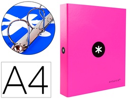 [KA26] CARPETA 4 ANILLAS 40 MM MIXTAS ANTARTIK A4 FORRADA COLOR ROSA