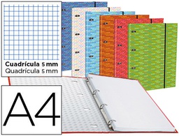 [BZ01] CARPETA CON RECAMBIO LIDERPAPEL A4 CUADRO 5MM FORRADA 4 ANILLAS 20MM