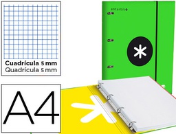 [AW06] CARPETA CON RECAMBIO LIDERPAPEL ANTARTIK A4 CUADRO 5 MM FORRADA 4 ANILLAS 25MM COLOR VERDE
