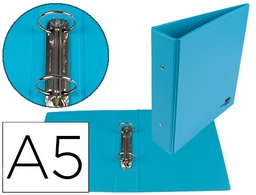 [KA24] CARPETA DE 2 ANILLAS 40 MM REDONDAS LIDERPAPEL A5 CARTON FORRADO PVC AZUL