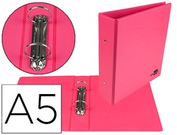 [KA20] CARPETA DE 2 ANILLAS 40 MM REDONDAS LIDERPAPEL A5 CARTON FORRADO PVC FUCSIA