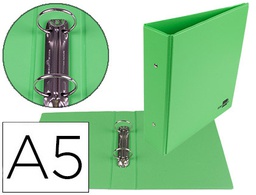 [KA21] CARPETA DE 2 ANILLAS 40 MM REDONDAS LIDERPAPEL A5 CARTON FORRADO PVC VERDE