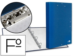 [CA08] CARPETA DE 4 ANILLAS 25MM REDONDAS LIDERPAPEL FOLIO CARTON FORRADO PAPER COAT AZUL CON MINICLIP Y SOLAPAS