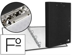 [CA09] CARPETA DE 4 ANILLAS 25MM REDONDAS LIDERPAPEL FOLIO CARTON FORRADO PAPER COAT NEGRA CON MINICLIP Y SOLAPAS