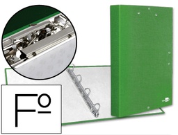[CA14] CARPETA DE 4 ANILLAS 25MM REDONDAS LIDERPAPEL FOLIO CARTON FORRADO PAPER COAT VERDE CLARO CON MINICLIP Y SOLAPAS