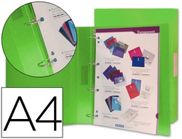 [CA61] CARPETA LIDERPAPEL 4 ANILLAS 25 MM MIXTAS 43433 POLIPROPILENO DIN A4 VERDE TRANSLUCIDO