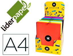 [KA37] CARPETA ANTARTIK GOMAS A4 3 SOLAPAS CARTON FORRADO COLORES SURTIDOS