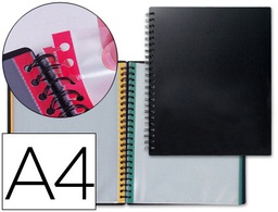 [WA01] CARPETA LIDERPAPEL DIN A4 CON 20 FUNDAS INTERCAMBIABLES BORDES DE COLORES COLOR NEGRO