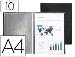 [CJ04] CARPETA LIDERPAPEL ESCAPARATE 37905 10 FUNDAS POLIPROPILENO DIN A4 NEGRO OPACO