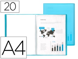 [CJ11] CARPETA LIDERPAPEL ESCAPARATE 47042 20 FUNDAS POLIPROPILENO DIN A4 AZUL TRANSLUCIDO