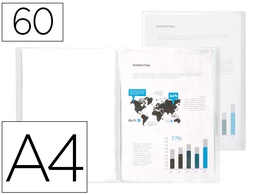 [CJ31] CARPETA LIDERPAPEL ESCAPARATE 47074 60 FUNDAS POLIPROPILENO DIN A4 TRANSPARENTE TRANSLUCIDO