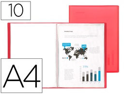 [CJ13] CARPETA LIDERPAPEL ESCAPARATE 47480 10 FUNDAS POLIPROPILENO DIN A4 ROJO TRANSLUCIDO