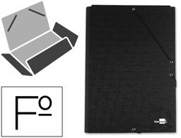 [CS09] CARPETA LIDERPAPEL GOMAS FOLIO 3 SOLAPAS CARTON FORRADO NEGRA