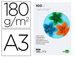 [CD01] CARTULINA LIDERPAPEL A3 180G/M2 BLANCO PAQUETE DE 100 HOJAS