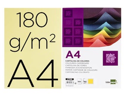 [CT05] CARTULINA LIDERPAPEL A4 180G/M2 AMARILLO PAQUETE DE 100 HOJAS
