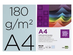 [CT08] CARTULINA LIDERPAPEL A4 180G/M2 CELESTE PAQUETE DE 100 HOJAS