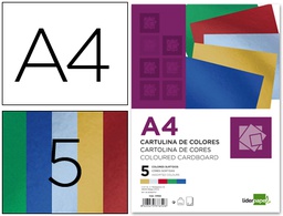 [CM06] CARTULINA LIDERPAPEL A4 235 G/M2 METALIZADA 5 COLORES SURTIDOS PAQUETE DE 50 HOJAS