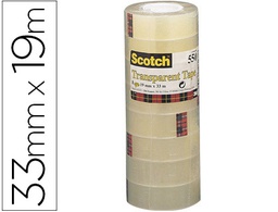 [XA004839404] CINTA ADHESIVA SCOTCH ACORDEON 550 33 MT X 19 MM PACK DE 8 UNIDADES