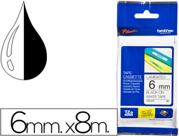 [TZE-211] CINTA BROTHER TZE-211 BLANCO-NEGRO 6MM LONGITUD 8 MT
