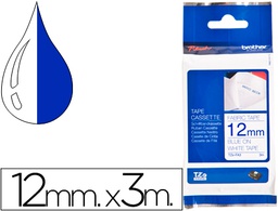[TZEFA3] CINTA BROTHER TZEFA3 TEXTIL TEXTO AZUL SOBRE FONDO BLANCO 12 MM LONGITUD 3 MT